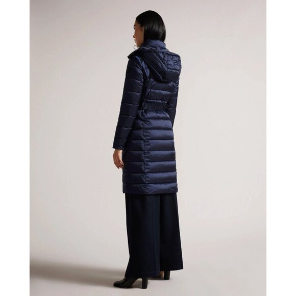 Ted Baker Aliciee Quilted Navy Belted Coat - Size 0/2 US - New with Tags - Picture 4 of 13